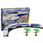 Vlaková súprava na batérie so svetlami a zvukmi - bielo-modrá